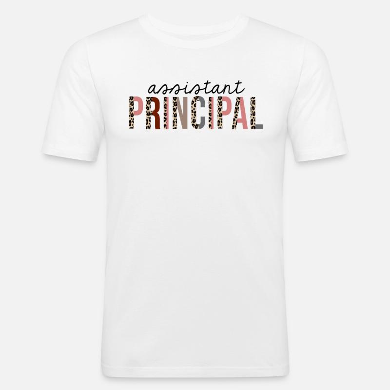 Assistant Principal Leopard Print Lustig - Männer Slim Fit T-Shirt - Weiß