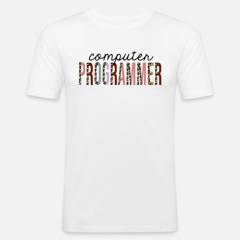 Computer Programmer Leopard Print Funny - Men's Slim Fit T-Shirt - white