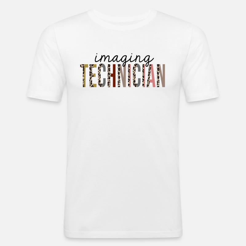 Imaging Techniker Leopard Print Lustig - Männer Slim Fit T-Shirt - Weiß