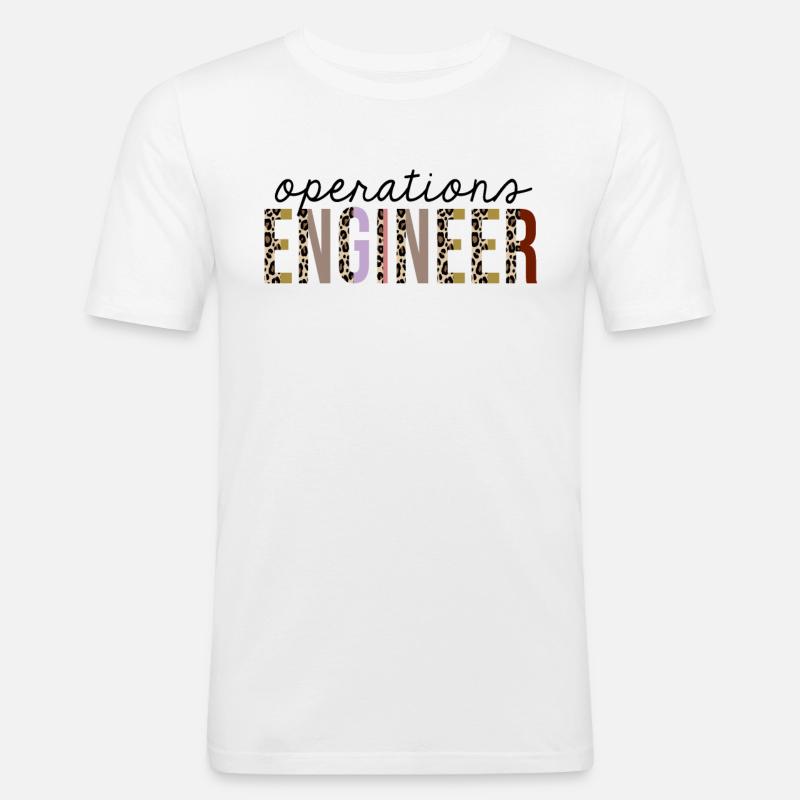Operations engineer Leopard Print Funny - Men's Slim Fit T-Shirt - white