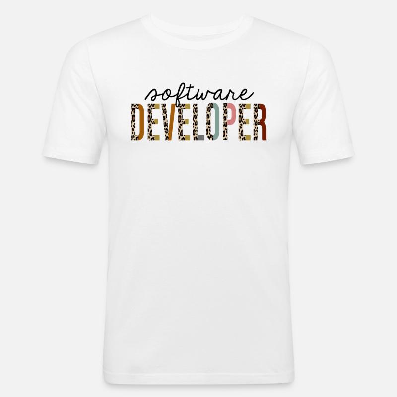Software Developer Leopard Print Funny - Men's Slim Fit T-Shirt - white