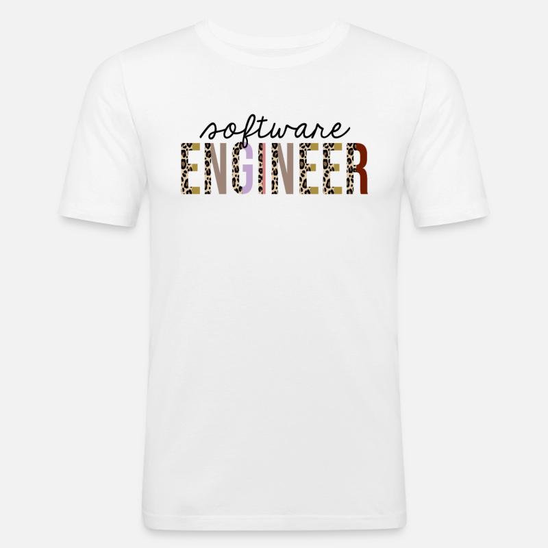 Softwareentwickler Leopard Print Funny - Männer Slim Fit T-Shirt - Weiß