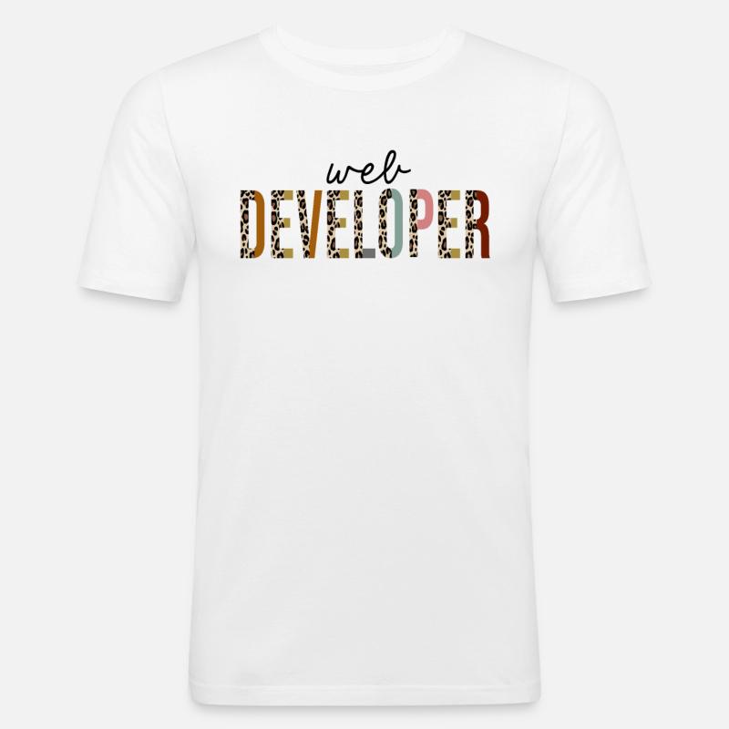 web developer Leopard Print Funny - Men's Slim Fit T-Shirt - white