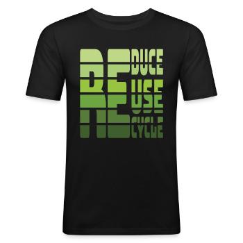 Reduce Reuse Recycle Eearth Day Quotes - Men's Slim Fit T-Shirt - black - Front - Nik (191cm)
