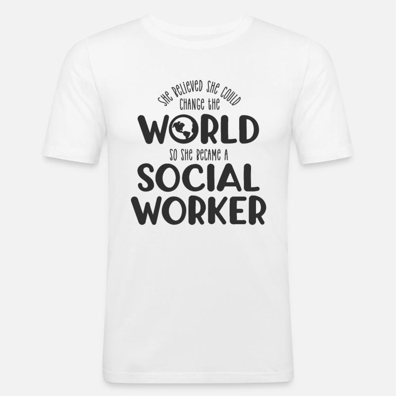 Sie glaubte Sozialarbeiterin - Männer Slim Fit T-Shirt - Weiß