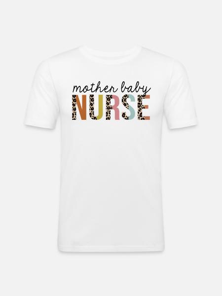 Mutter-Kind-Krankenschwester Leopard Print Registered RN - Männer Slim Fit T-Shirt - Weiß