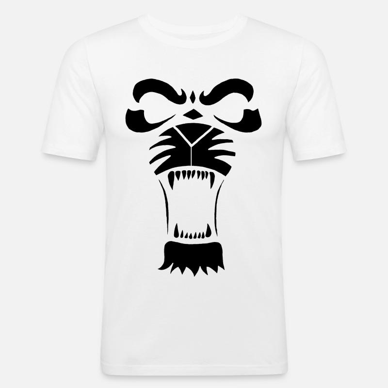 Raublöwe oder Tiger (Schwarz) - Männer Slim Fit T-Shirt - Weiß