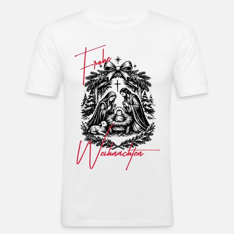 Weihnachtskrippe - Männer Slim Fit T-Shirt - Weiß