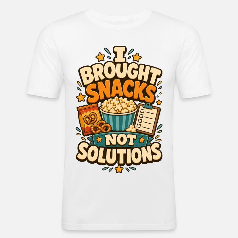 I Brought Snacks Not Solutions - Männer Slim Fit T-Shirt - Weiß