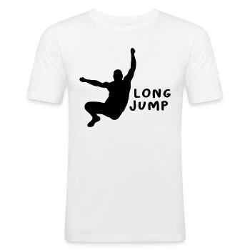 Weitsprung Design Geschenk - Männer Slim Fit T-Shirt - Weiß - Vorne - Nik (191cm)