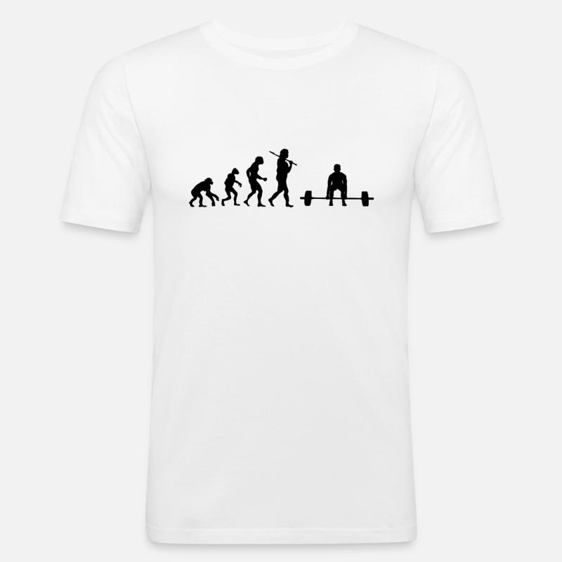 Evolution Gewichtheber - Männer Slim Fit T-Shirt - Weiß