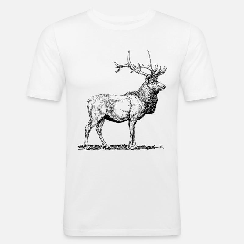 Stolzer Hirsch - Männer Slim Fit T-Shirt - Weiß