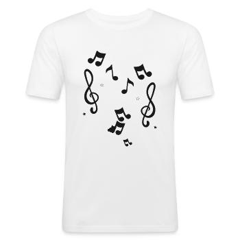 Musik Musiknoten - Männer Slim Fit T-Shirt - Weiß - Vorne - Nik (191cm)