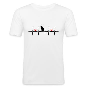 Chats Chaton Chat Maman Chat Papa Chat Chat Chat - T-shirt près du corps Homme - blanc - Devant - Nik (191cm)
