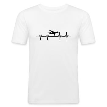 Flugzeuge Flieger Fliegen Pilot Pilotin Flughafen - Männer Slim Fit T-Shirt - Weiß - Vorne - Nik (191cm)