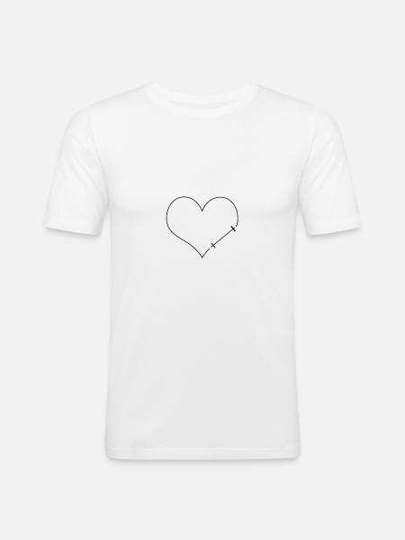 dumbbell heart - Men's Slim Fit T-Shirt - white