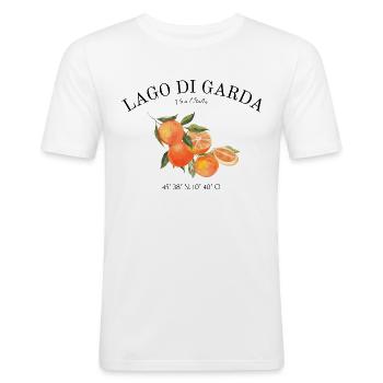Lac de Garde - Vacances - Italie - Lago di Garda - T-shirt près du corps Homme - blanc - Devant - Nik (191cm)