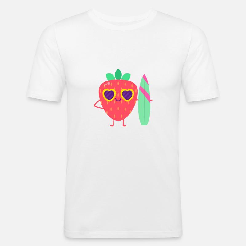 Erdbeer-Surfen - Männer Slim Fit T-Shirt - Weiß