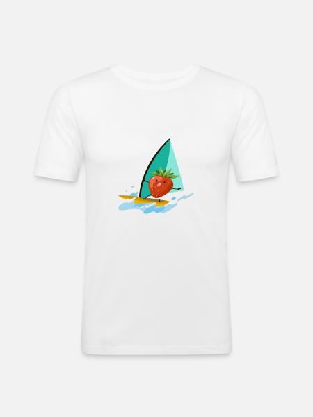 Erdbeer-Surfen - Männer Slim Fit T-Shirt - Weiß