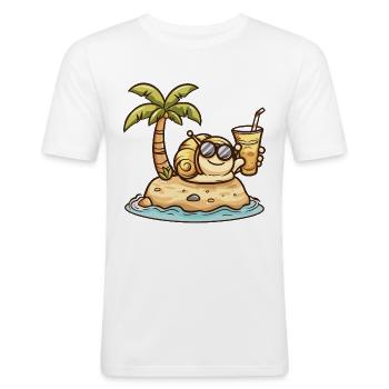 Vacances d’été d’escargot - T-shirt près du corps Homme - blanc - Devant - Nik (191cm)