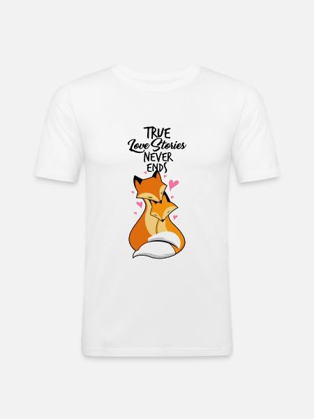 Lovers - foxes in love - Men's Slim Fit T-Shirt - white