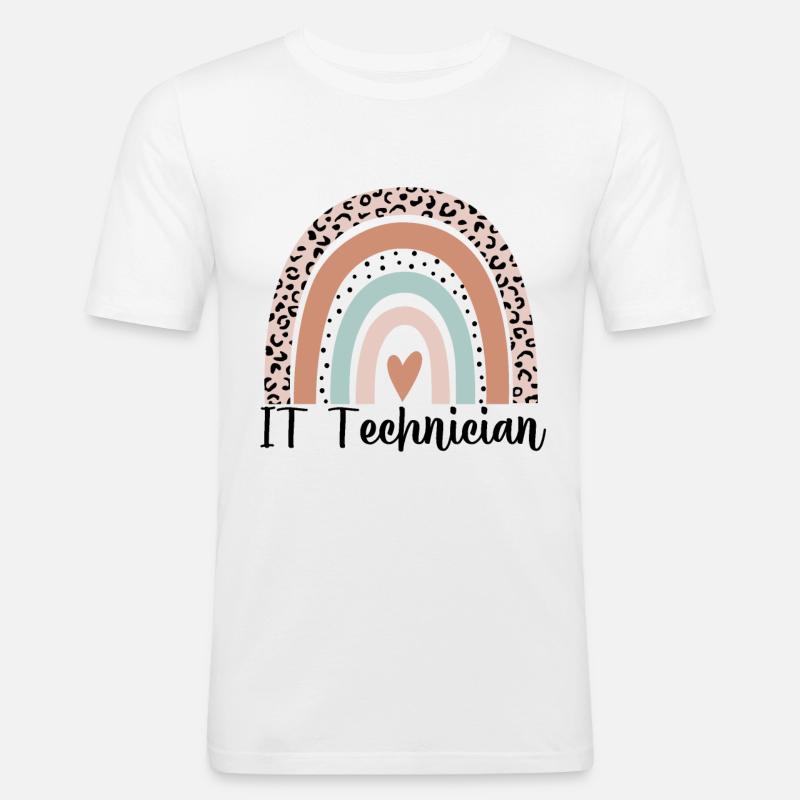 IT-Techniker Rainbow Leopard Lustiger IT-Techniker - Männer Slim Fit T-Shirt - Weiß