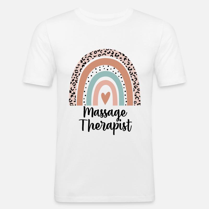 Massagetherapeut Regenbogen Leopard Lustiges Geschenk - Männer Slim Fit T-Shirt - Weiß