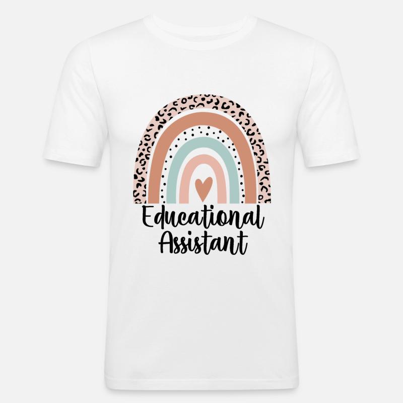 Pädagogische Assistentin Rainbow Leopard Lehrerin - Männer Slim Fit T-Shirt - Weiß