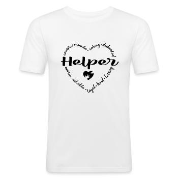 Helfer - Männer Slim Fit T-Shirt - Weiß - Vorne - Nik (191cm)