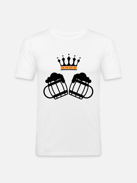 Beer Crown - Men's Slim Fit T-Shirt - white