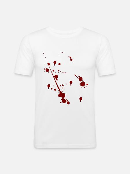 Blutspritzer Halloween Motiv - Männer Slim Fit T-Shirt - Weiß