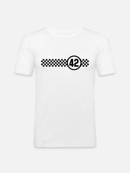 Racing 42 - Männer Slim Fit T-Shirt - Weiß
