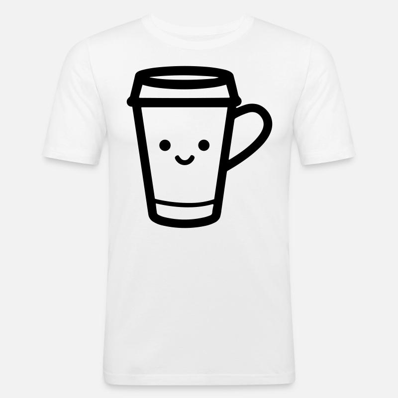 Kaffeebecher - Männer Slim Fit T-Shirt - Weiß