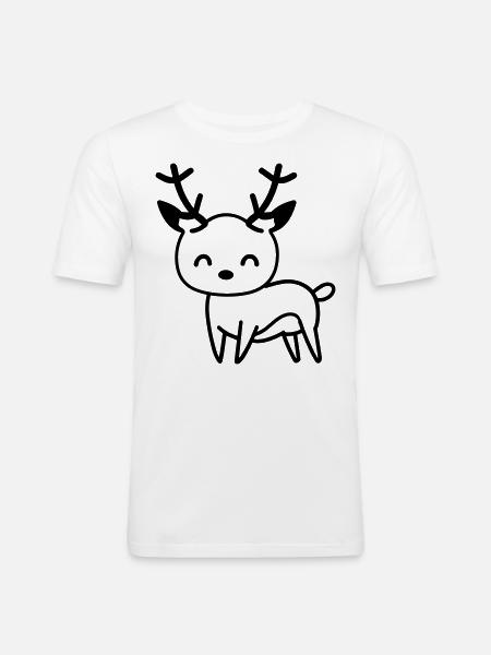 Hirsch - Männer Slim Fit T-Shirt - Weiß