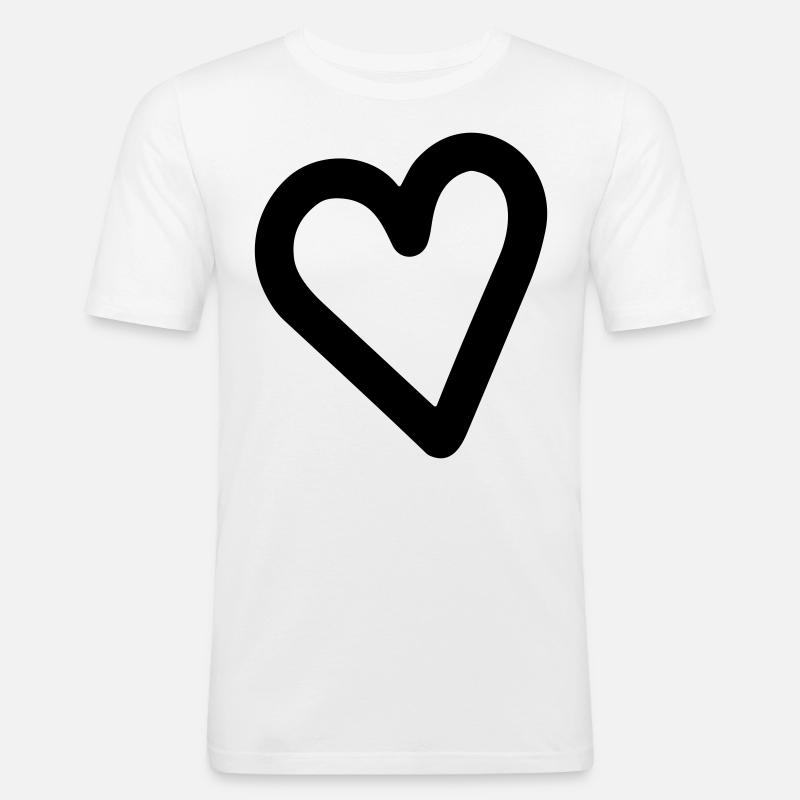 Herz - Männer Slim Fit T-Shirt - Weiß