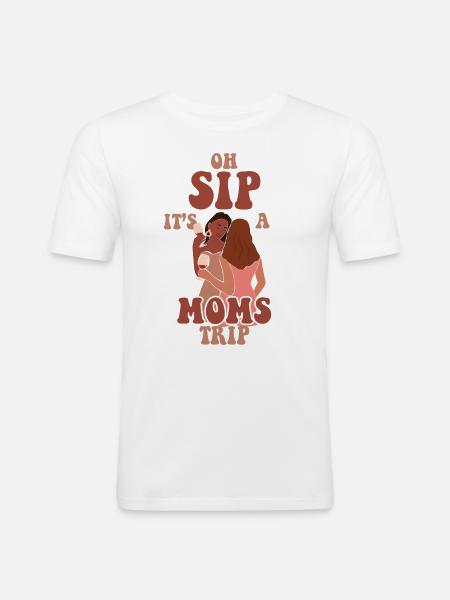 Moms Weekend Oh Sip It's A Moms Trip - Slim Fit T-shirt herr - vit