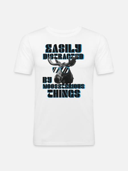 Leicht Abgelenkter Lustiger Elch-elch - Männer Slim Fit T-Shirt - Weiß