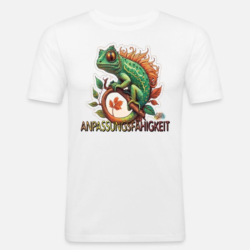 Werte mit Tieren: Anpassungsfähigkeit - Männer Slim Fit T-Shirt - Weiß