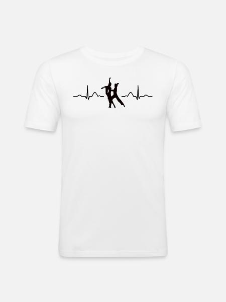 Latin Dancing Couple Heartbeat Dancer - Men's Slim Fit T-Shirt - white