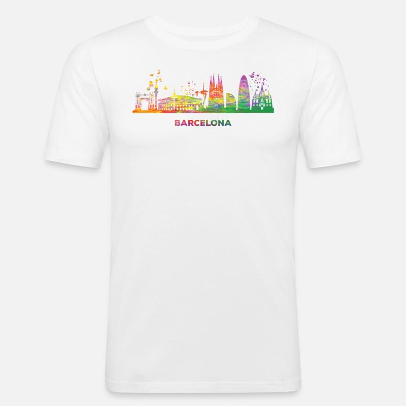 Barcelonische Skyline Barcelona - Männer Slim Fit T-Shirt - Weiß