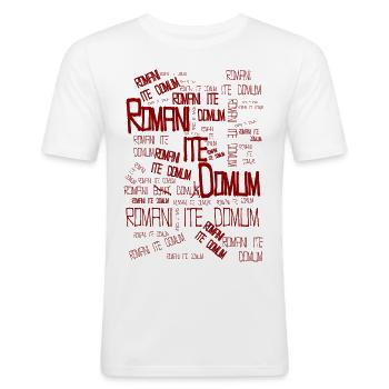 romani ite domum - Männer Slim Fit T-Shirt - Weiß - Vorne - Nik (191cm)