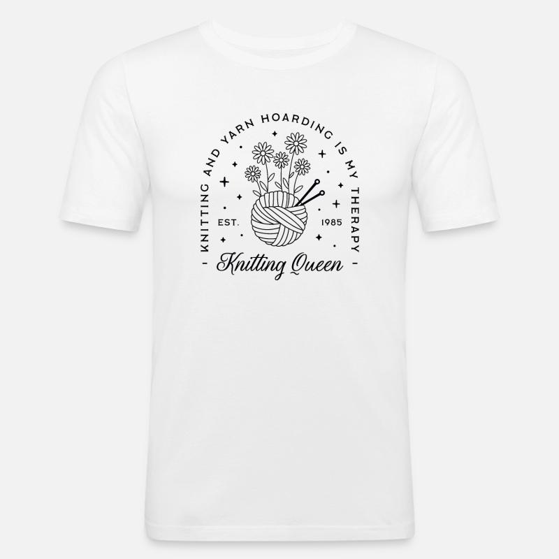 Stricker Humor Strickgarn - Männer Slim Fit T-Shirt - Weiß