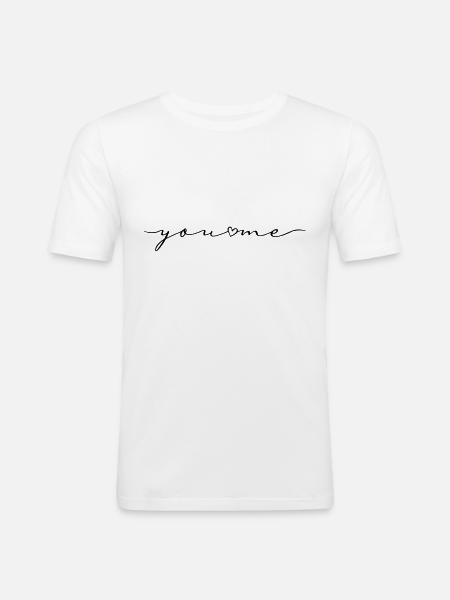 Dig og mig Du og mig elsker kalligrafi - Herre Slim Fit T-Shirt - hvid