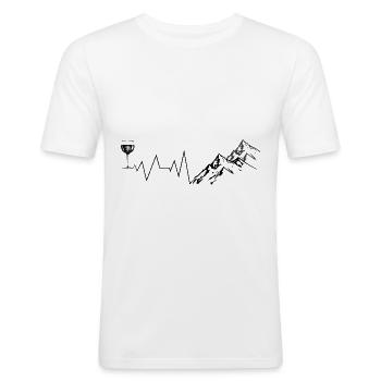 Herzschlag Berge und Wein - - Männer Slim Fit T-Shirt - Weiß - Vorne - Nik (191cm)