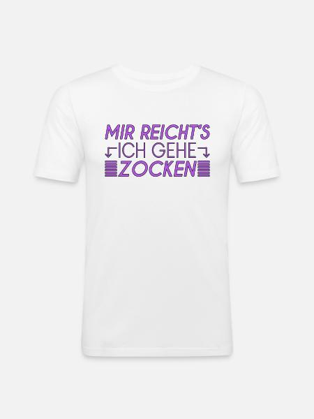 Zocken Spruch - Männer Slim Fit T-Shirt - Weiß