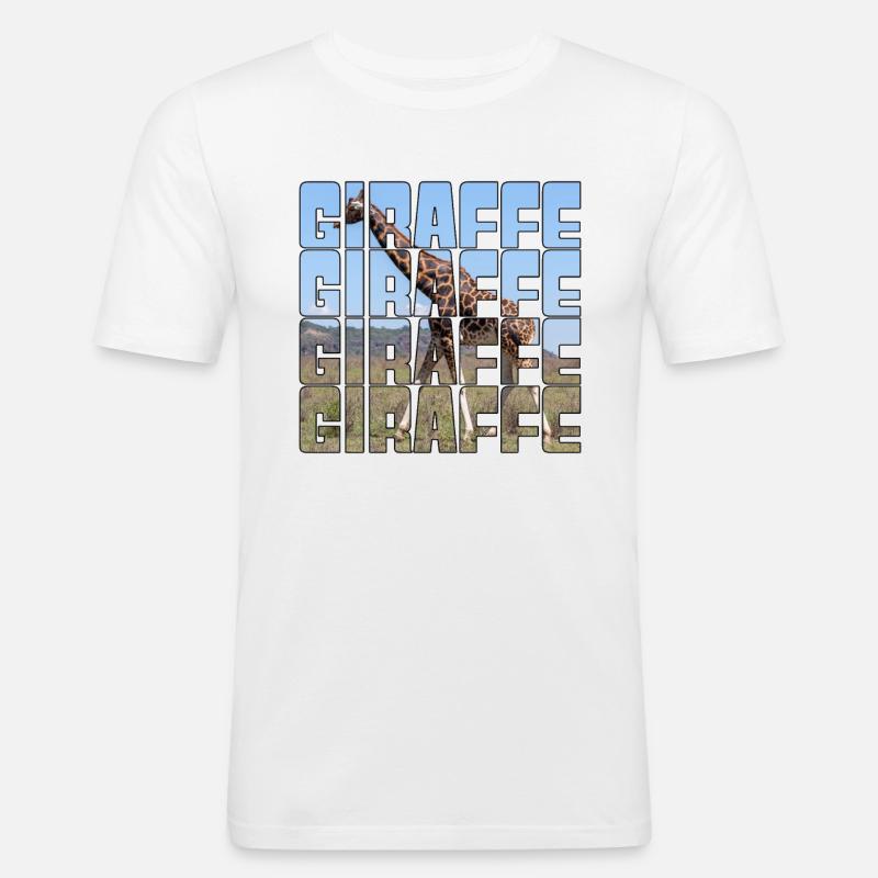 Giraffe - Männer Slim Fit T-Shirt - Weiß