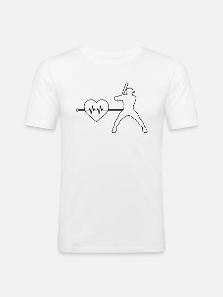 Baseball heartbeat - Men's Slim Fit T-Shirt - white