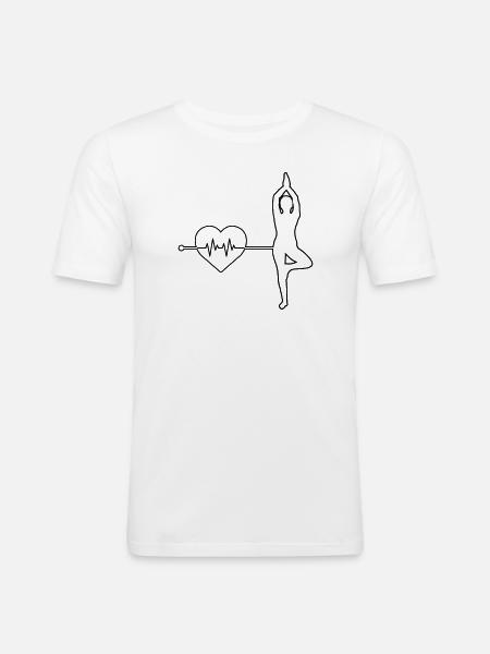 Yoga Herzschlag - Männer Slim Fit T-Shirt - Weiß