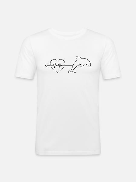 Delfin Herzschlag - Männer Slim Fit T-Shirt - Weiß