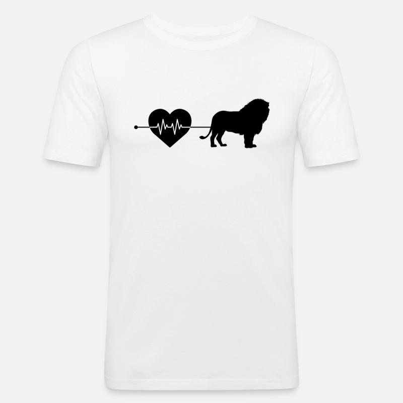 Löwe Herzschlag - Männer Slim Fit T-Shirt - Weiß